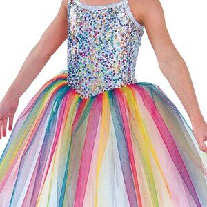 White Rainbow Sequin Tutu Dress